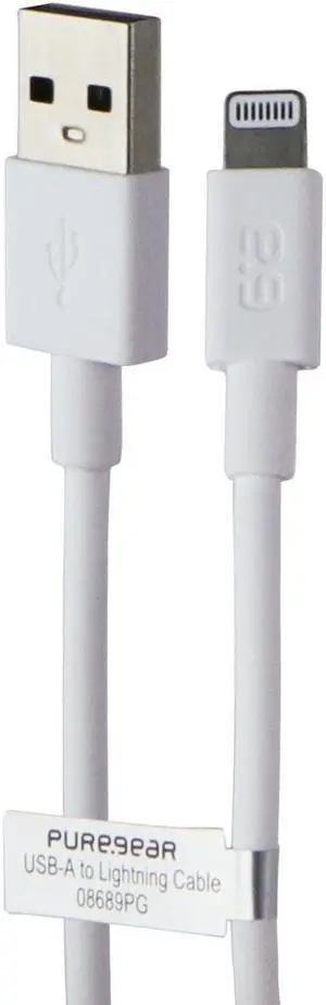 PureGear USB-A to Lightning 8-Pin Charging Cable 4FT - White