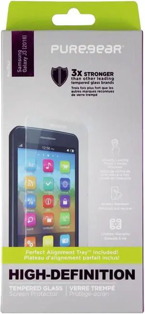 PureGear HD Tempered Glass Screen Protector for Samsung Galaxy J3 (2018) - Clear