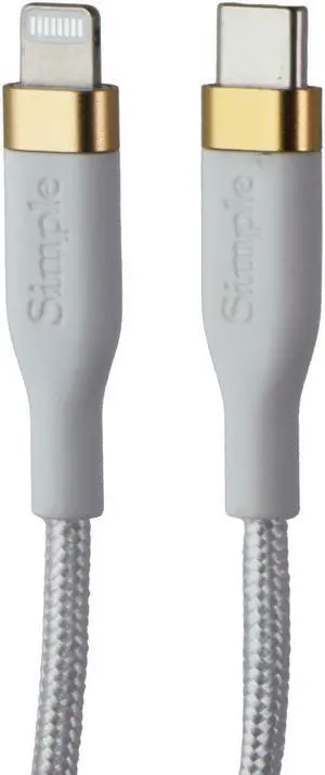 Simple 4FT USB-C to Lightning 8-Pin Braided Cable - White
