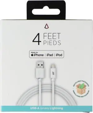 LBT 4 FT PVC USB-A to Lightning 8-Pin Cable - White