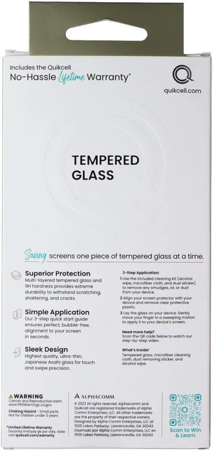 Quikcell Tempered Glass Screen Protector for Apple iPhone 15 Quikcell Tempered Glass Screen Protector for Apple iPhone 15