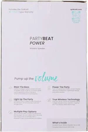 Quikcell Party Beat Power Series Wireless Speaker with LED Lights - Black