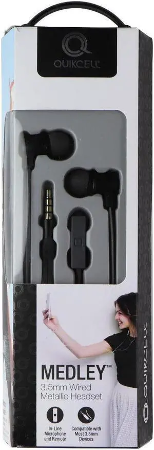 Quikcell Medley 3.5mm Wired Metallic Headset - Black
