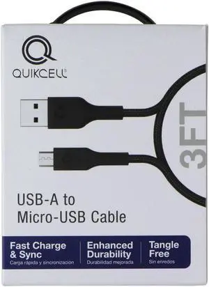 Quikcell 3ft USB-A to Micro-USB Cable - Black