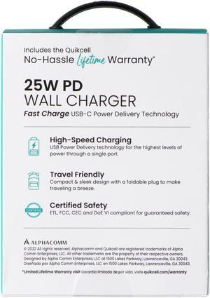 Quikcell (25W) PD Wall Charger USB-C Single Port Adapter - Black