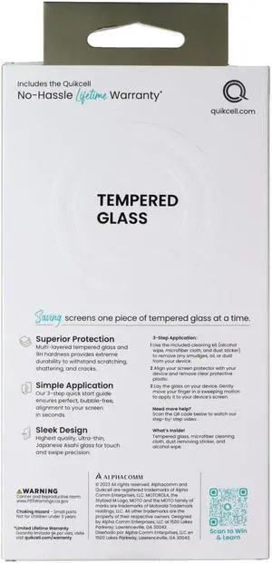 Quikcell Tempered Glass Premium Screen Protector for Moto G Stylus (2023)