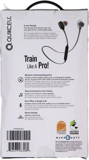 Quikcell CrossTrainer PRO II Wireless Dual Driver Stereo Headphones - Black