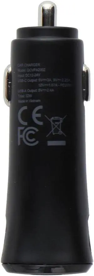 Quikcell 32W Dual Port (USB-C and USB-A) PD Car Charger - Black