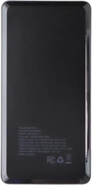 Quikcell PowerFuel (10K mAh) Multi-Port Portable Powerbank - Black
