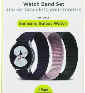 PureGear 3 Pack Nylon & Velcro Watch Band Set for Samsung Galaxy Watch 5/6