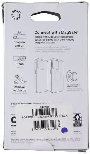 PopSockets Phone Grip & Stand for MagSafe with Adapter Ring - Sugar Plum Speckle PopSockets Phone Grip & Stand for MagSafe with Adapter Ring - Sugar Plum Speckle