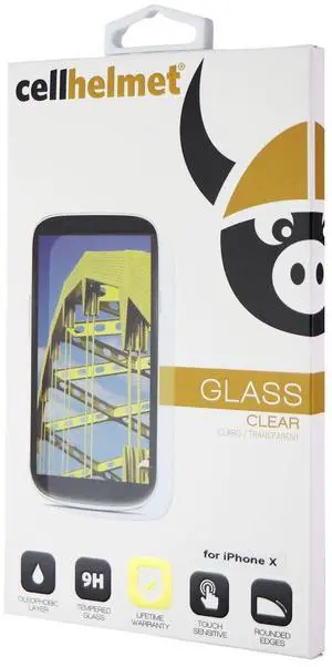 CellHelmet Tempered Glass Screen Protector for Apple iPhone Xs/X - Clear CellHelmet Tempered Glass Screen Protector for Apple iPhone Xs/X - Clear