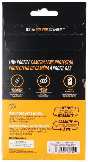 Gadget Guard Glass Series Camera Protector for Apple iPhone 16/16 Plus - Black Gadget Guard Glass Series Camera Protector for Apple iPhone 16/16 Plus - Black