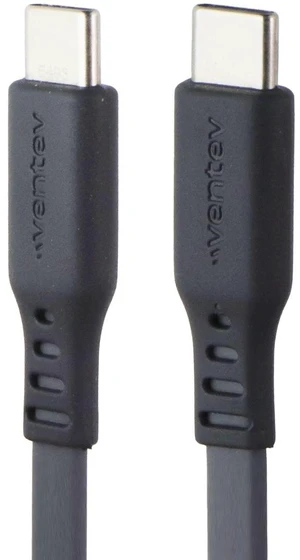 Ventev 3.3 Foot USB-C to USB-C High Speed Flat Cable - Gray Ventev 3.3 Foot USB-C to USB-C High Speed Flat Cable - Gray