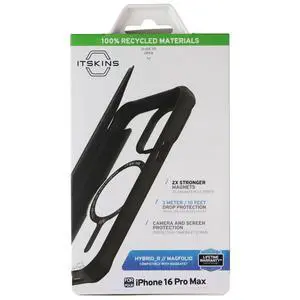 ITSKINS Hybrid_R Series Case for MagSafe for Apple iPhone 16 Pro Max - Black ITSKINS Hybrid_R Series Case for MagSafe for Apple iPhone 16 Pro Max - Black