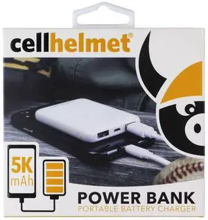 CellHelmet 5K mAh 2 USB Port Portable Battery Charger Power Bank - White CellHelmet 5K mAh 2 USB Port Portable Battery Charger Power Bank - White