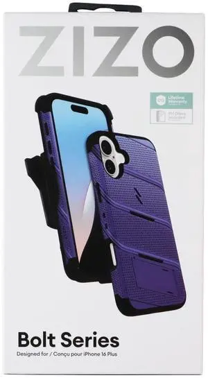 ZIZO Bolt Series Bundle (MagSafe Case/Holster/Screen) for iPhone 16 Plus - Blue ZIZO Bolt Series Bundle (MagSafe Case/Holster/Screen) for iPhone 16 Plus - Blue
