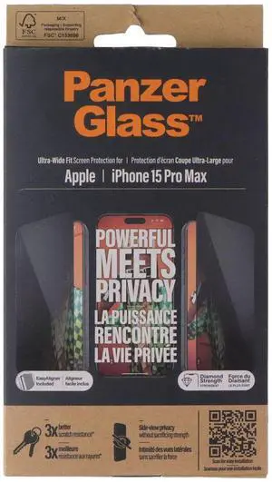 Panzer Ultra-Wide Privacy Screen Tempered Glass for Apple iPhone 15 Pro Max Panzer Ultra-Wide Privacy Screen Tempered Glass for Apple iPhone 15 Pro Max