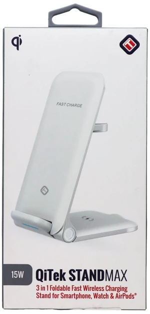 Tekya QiTek StandMax (15W) 3-in-1 Foldable Fast Wireless Charge Stand - White Tekya QiTek StandMax (15W) 3-in-1 Foldable Fast Wireless Charge Stand - White