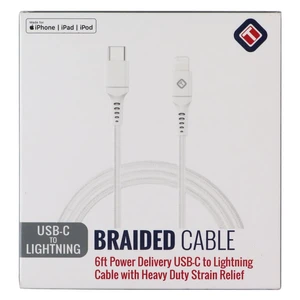 TekYa (6-Foot) Braided Cable - Power Delivery USB-C to Lightning 8-Pin - White TekYa (6-Foot) Braided Cable - Power Delivery USB-C to Lightning 8-Pin - White