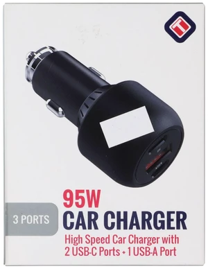 TekYa (95W) 3-Port High Speed Car Charger (2x UBS-C / 1x USB-A) - Black TekYa (95W) 3-Port High Speed Car Charger (2x UBS-C / 1x USB-A) - Black