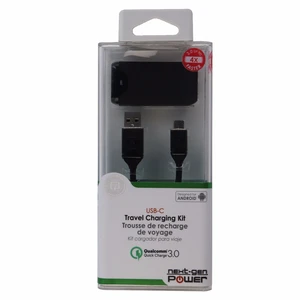 Qmadix (QC 3.0) USB Wall Adapter & USB-C Cable - Black Qmadix (QC 3.0) USB Wall Adapter & USB-C Cable - Black