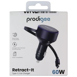 Prodigee Retract-IT Dual Type-C 60W Car Charger - Black Prodigee Retract-IT Dual Type-C 60W Car Charger - Black