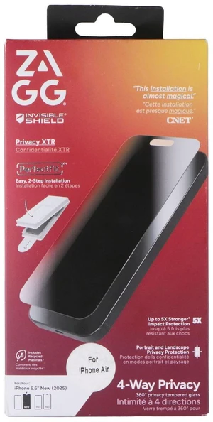 ZAGG Invisible Shield Privacy XTR Glass Screen Protector for Apple iPhone 17 Air ZAGG Invisible Shield Privacy XTR Glass Screen Protector for Apple iPhone 17 Air