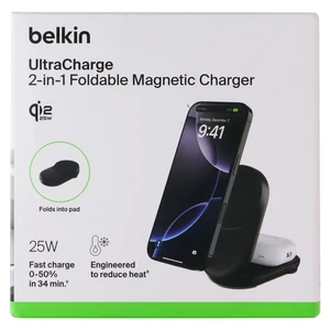 Belkin (25W / Qi2 MagSafe) UltraCharge 2-in-1 Foldable Magnetic Charger - Black Belkin (25W / Qi2 MagSafe) UltraCharge 2-in-1 Foldable Magnetic Charger - Black