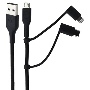 Quikcell 6FT USB-A to Micro USB, USB-C & Lightning 8-Pin Charging Cable - Black Quikcell 6FT USB-A to Micro USB, USB-C & Lightning 8-Pin Charging Cable - Black