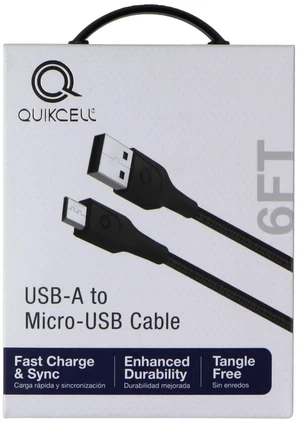 Quikcell 6ft Braided USB-A to Micro-USB Charging Cable - Black Quikcell 6ft Braided USB-A to Micro-USB Charging Cable - Black