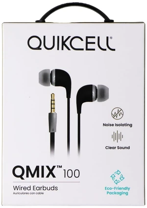 Quikcell QMIX 100 Series Wired 3.5mm Earbuds - Black Quikcell QMIX 100 Series Wired 3.5mm Earbuds - Black