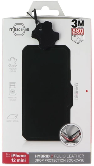 ITSKINS Hybrid // Folio Leather Wallet Case for Apple iPhone 12 Mini - Black ITSKINS Hybrid // Folio Leather Wallet Case for Apple iPhone 12 Mini - Black