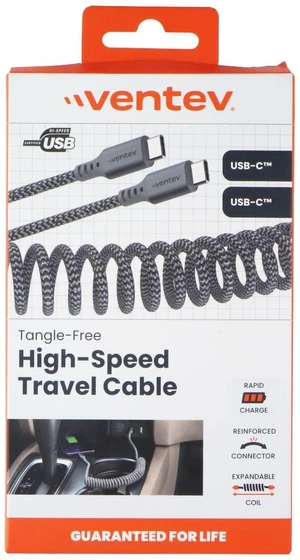 Ventev USB-C to USB-C Expandable Tangle Free High Speed Travel Cable - Gray Ventev USB-C to USB-C Expandable Tangle Free High Speed Travel Cable - Gray