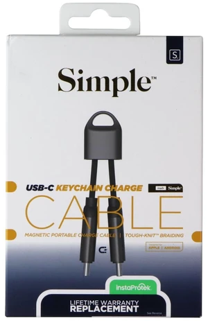 Simple Magnetic Tough-Knit USB-C Keychain Charge Cable - Black Simple Magnetic Tough-Knit USB-C Keychain Charge Cable - Black