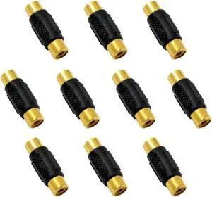 The Wires Zone Gold Plated Female to Female RCA Coupler Barrel 10 Pack