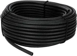 Polyethylene Flexible Split Loom Tubing 1/8 Inch Diameter 100 Feet Long Coil -Black