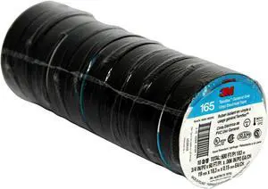 3M Temflex Vinyl Electrical Tape 165 Multi-purpose 3/4" X 60FT Black 10 Rolls