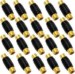 The Wires Zone Gold Plated Female to Female RCA Coupler Barrel 20 Pack
