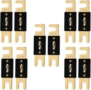 The Wires Zone High-Quality Gold Plated 80A Amp ANL Fuse (10 Pack)