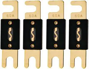 The Wires Zone High-Quality Gold Plated 80A Amp ANL Fuse (4 Pack)