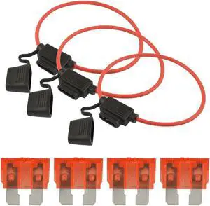 10 Pcs 12 Gauge Red ATC Fuse Holder with 10A Pack of 25 ATC Blade Style Fuses