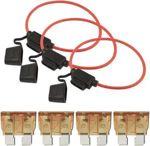 10 Pcs 12 Gauge Red ATC Fuse Holder with 7.5A Pack of 25 ATC Blade Style Fuses