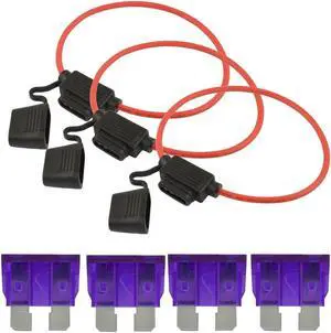 10 Pcs 12 Gauge Red ATC Fuse Holder with 3A Pack of 25 ATC Blade Style Fuses