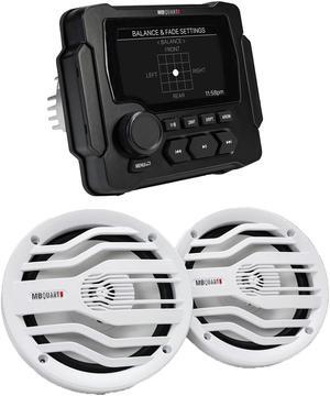 MB Quart GMR-LED Multimedia Source Unit & NK2-116W 6.5" 2-Way Coaxial Marine Speakers (Pair)