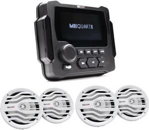 MB Quart GMR-LCD 3.5" LCD Marine Multimedia Receiver & NK2-116W 6.5" 2-Way Coaxial Marine Speakers (2 pair)