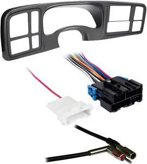 Metra DP-3002TB 2 DIN Dash Kit w/ Amp Harness & Antenna Adapter for GM Vehicles (Textured Black)