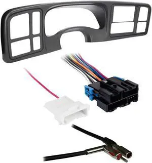 Metra DP-3002GY 2 DIN Dash Kit w/ Amp Harness & Antenna Adapter for GM Vehicles (Black)