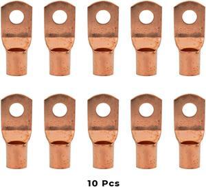 1/0 Gauge AWG Non-Insulated Pure Copper Lugs Ring Terminals Connectors 5/16" Inch Ring Size 10 Pack