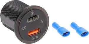The Install Bay IBR117 Type C + USB 3.0 4X Charge + Voltmeter Flush Mount